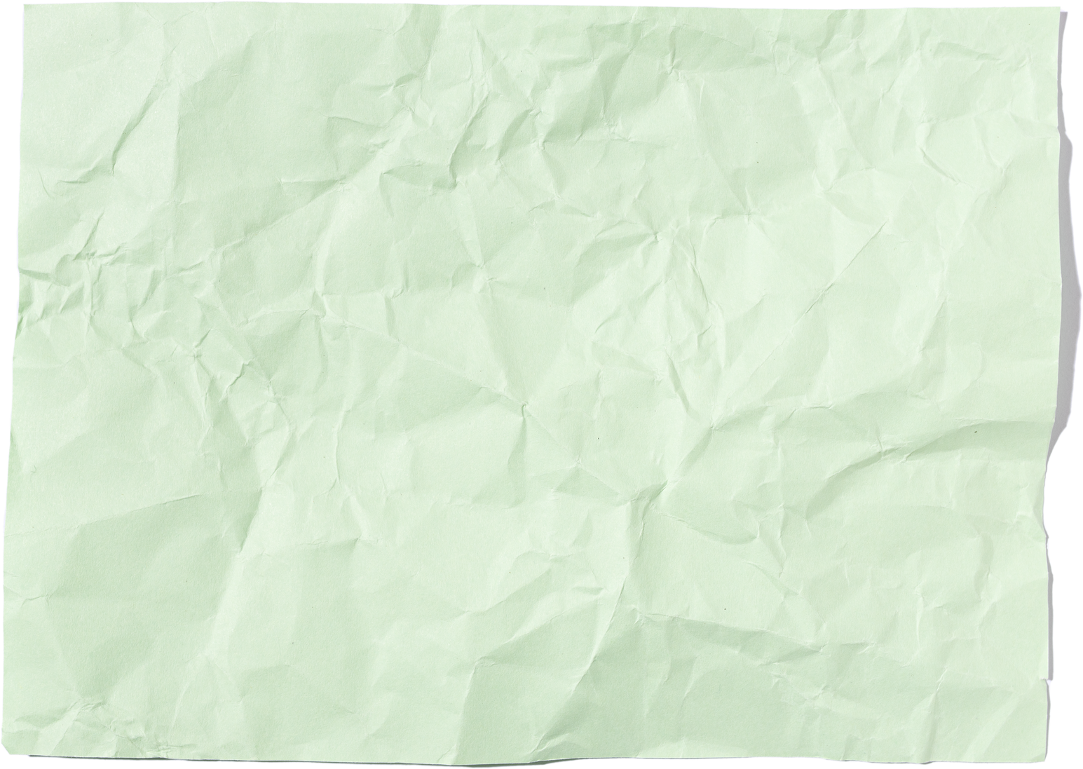 Blank light green crumpled paper sheet